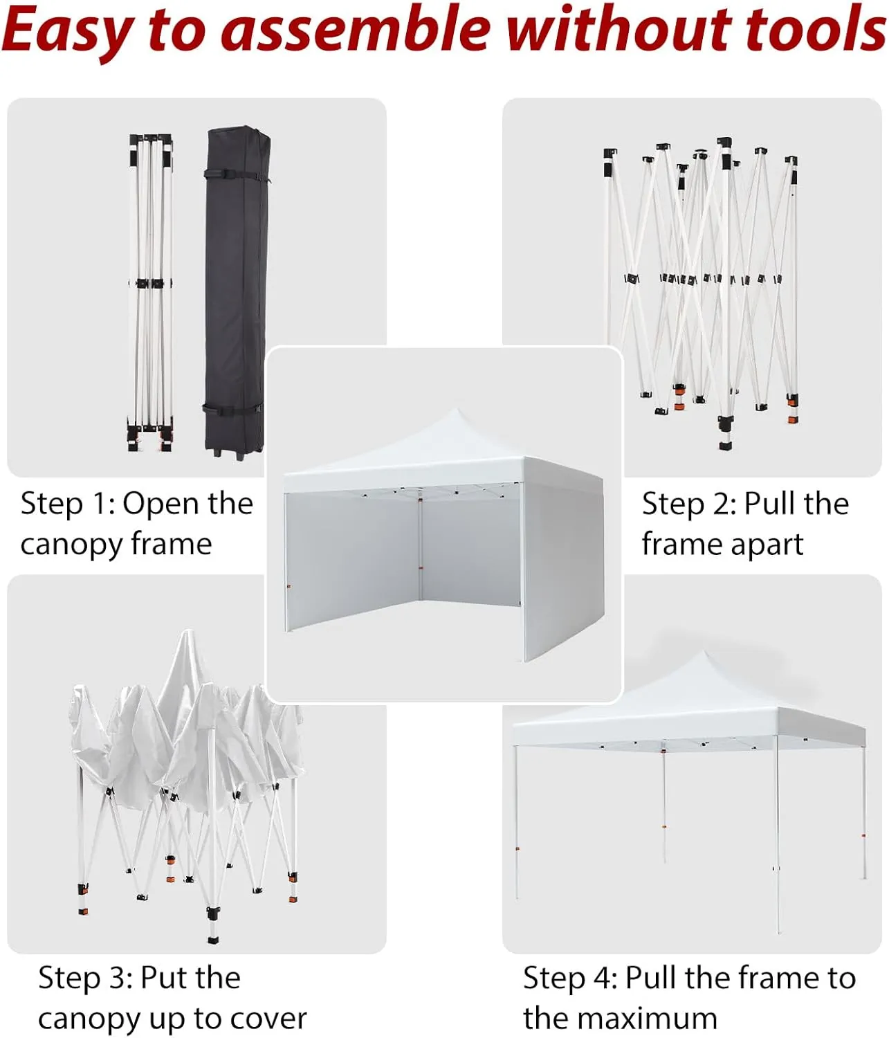 10 * 10FT Pop-Up Canopy Tent,Easy Pop Up Canopy Tent with Sidewalls,Outdoor Portable Shelter with 3 Sidewalls, Windows, Wheeled Bag for Outdoor use-White