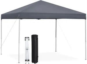 10 x 10 Pop Up Canopy Tent Easy Set-up, Height Adjustable Outdoor Patio Waterproof Sun Shade Shelter Instant Canopy with Wheeled Carry Bag, Ropes