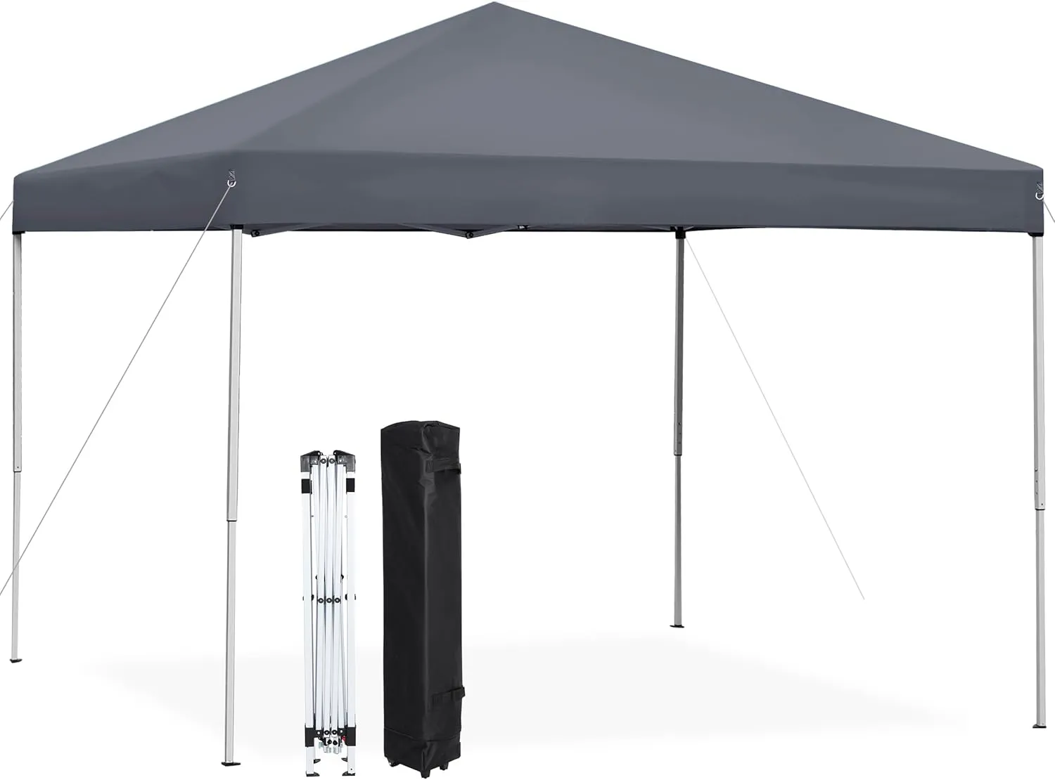 10 x 10 Pop Up Canopy Tent Easy Set-up, Height Adjustable Outdoor Patio Waterproof Sun Shade Shelter Instant Canopy with Wheeled Carry Bag, Ropes