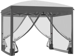 10' x 10' Pop Up Canopy Tent with Netting, Instant Sun Shelter, Gray