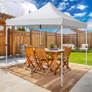 10'x10' Outdoor Canopy Gazebo with UV-Resistant Waterproof Silver Coating & Rolling Carry Bag - Portable Pop Up Shelter for Patio, Camping, Backyard, Lawn (White)