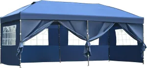 10x20 Pop Up Canopy with Sidewalls, Outdoor Canopy Tent Heavy Duty for Backyard, Wedding Party Tent for Parties with Wheeled Bag (Navy)