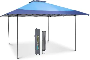 13x13 ft Pop Up Canopy Tent, Easy Up Instant Outdoor Canopy with Vented Top, Straight Legs, Wheeled Carry Bag, 4 Ropes & 8 Stakes - Blue
