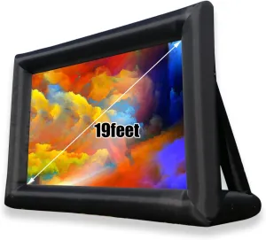19ft Inflatable Projector Movie Screen for Outside and Indoor Theater Projector Screen，Supports Front and Rear Projection，Includes a Powerful Fan, Strapping, Repair Kit and Storage Bag