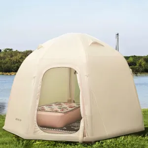 2025 Upgraded 100% Waterproof Inflatable Camping Tent, Large Blow-Up Air Tent, No Assembly Needed Luxury Glamping House, Oxford Fabric