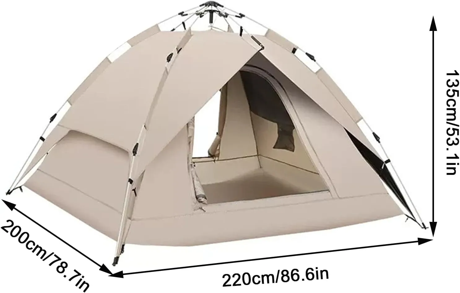 3-4 Person Camping Dome Tent, Pop-Up Camping Tent with Instant Setup, Waterproof,Spacious, Lightweight Portable Backpacking Tent for Outdoor Camping/Hiking(A,Khaki)