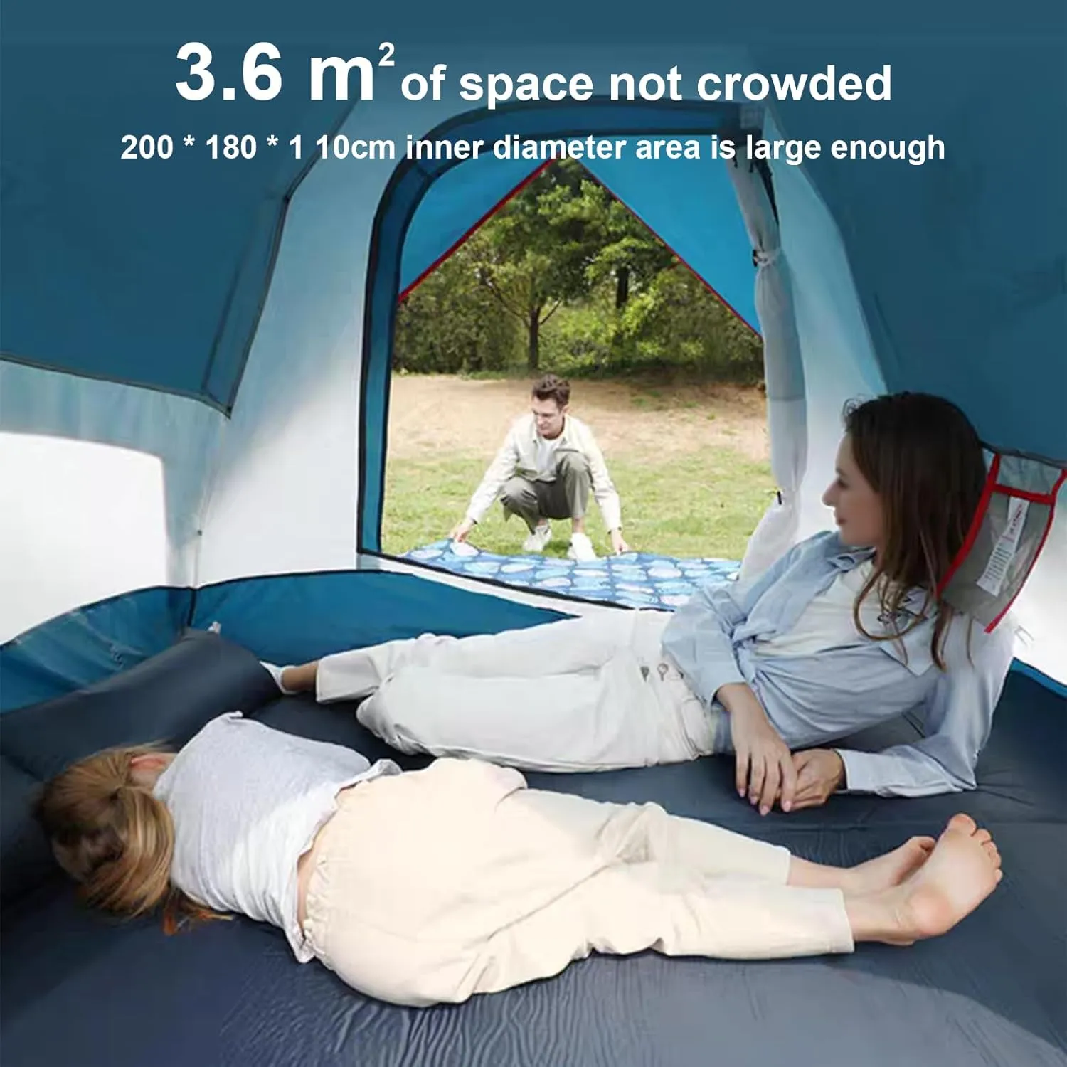 3-4 Person Camping Dome Tent, Pop-Up Camping Tent with Instant Setup, Waterproof,Spacious, Lightweight Portable Backpacking Tent for Outdoor Camping/Hiking(A,Khaki)