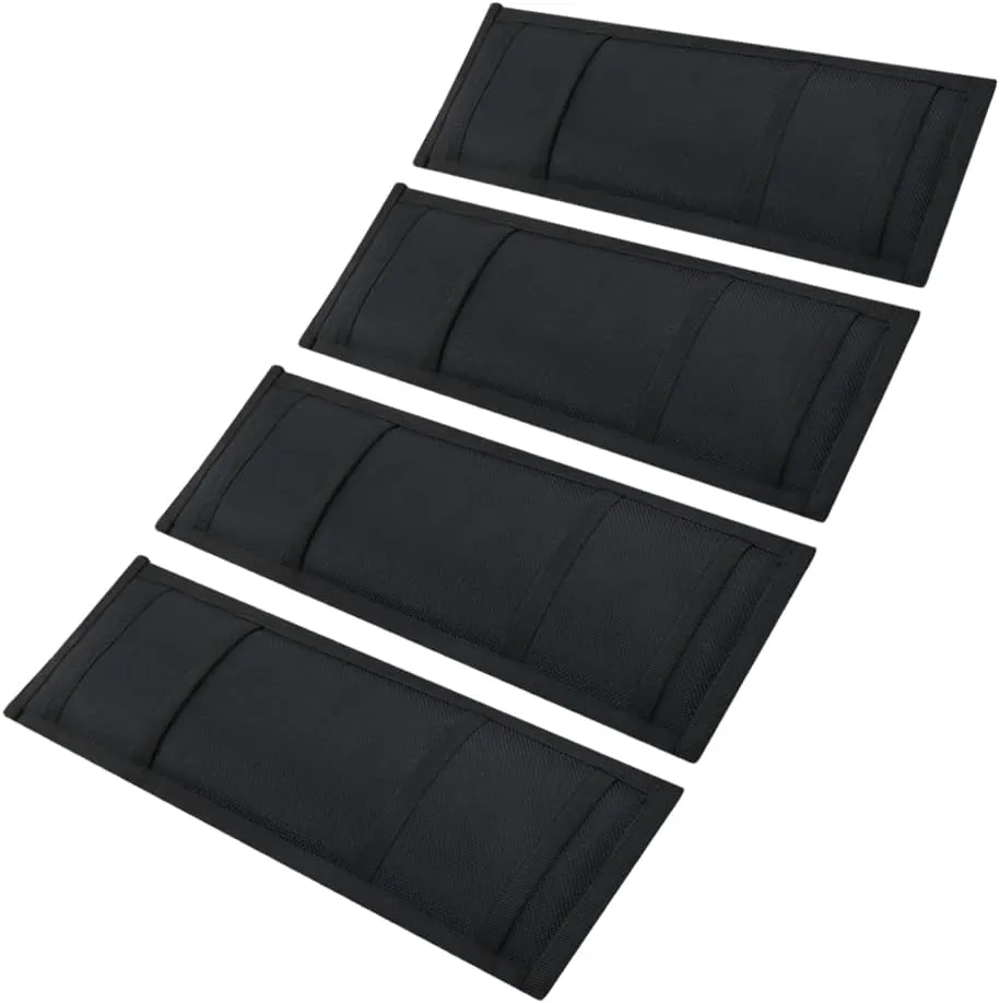 4 Pack Universal Tie Down Strap Protector Sleeve Ratchet Strap Protector Sleeve for Boat, Trailers, Jetski, Waverunner Black 4 x 12 Inches