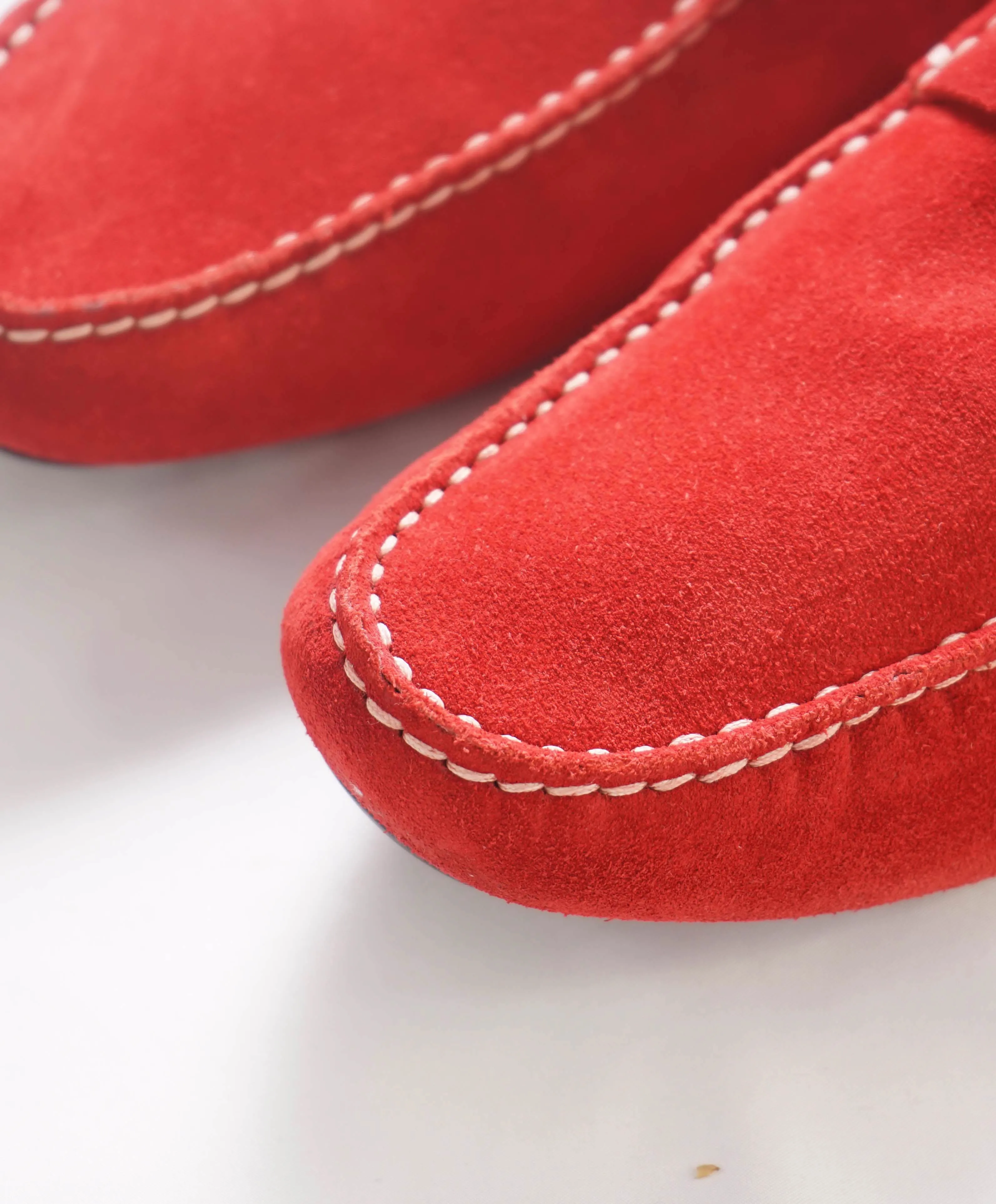 $750 SALVATORE FERRAGAMO - "DUBLO" Red Suede Gancini Loafer- 12