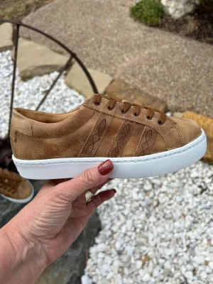 Agave Sky Saddle Tan Leather Sneaker