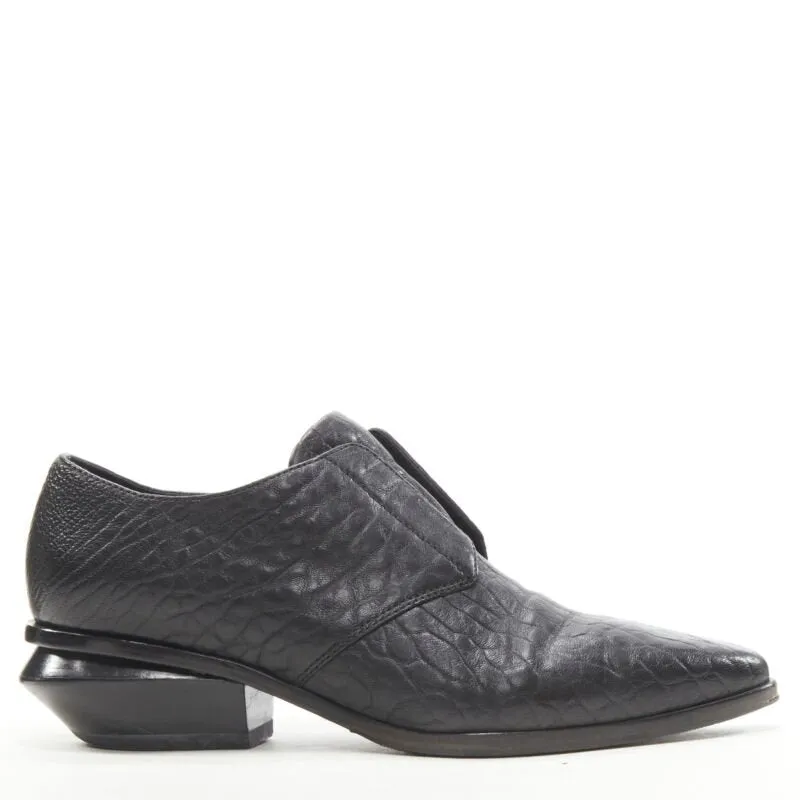ALEXANDER WANG Ines Oxford black leather laceless brogue EU37