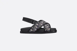 Baby Sandal • Deep Blue Calfskin and Dior Oblique Canvas