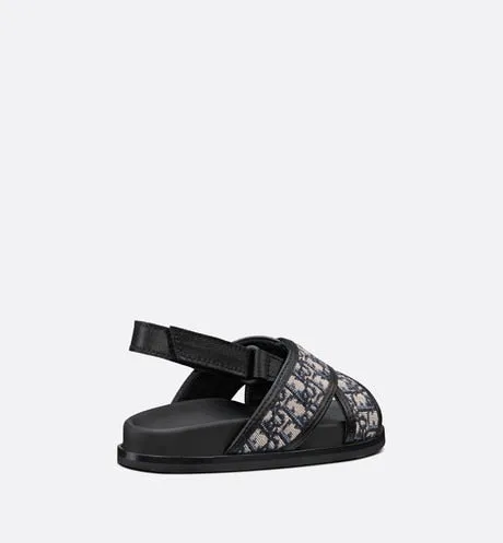Baby Sandal • Deep Blue Calfskin and Dior Oblique Canvas