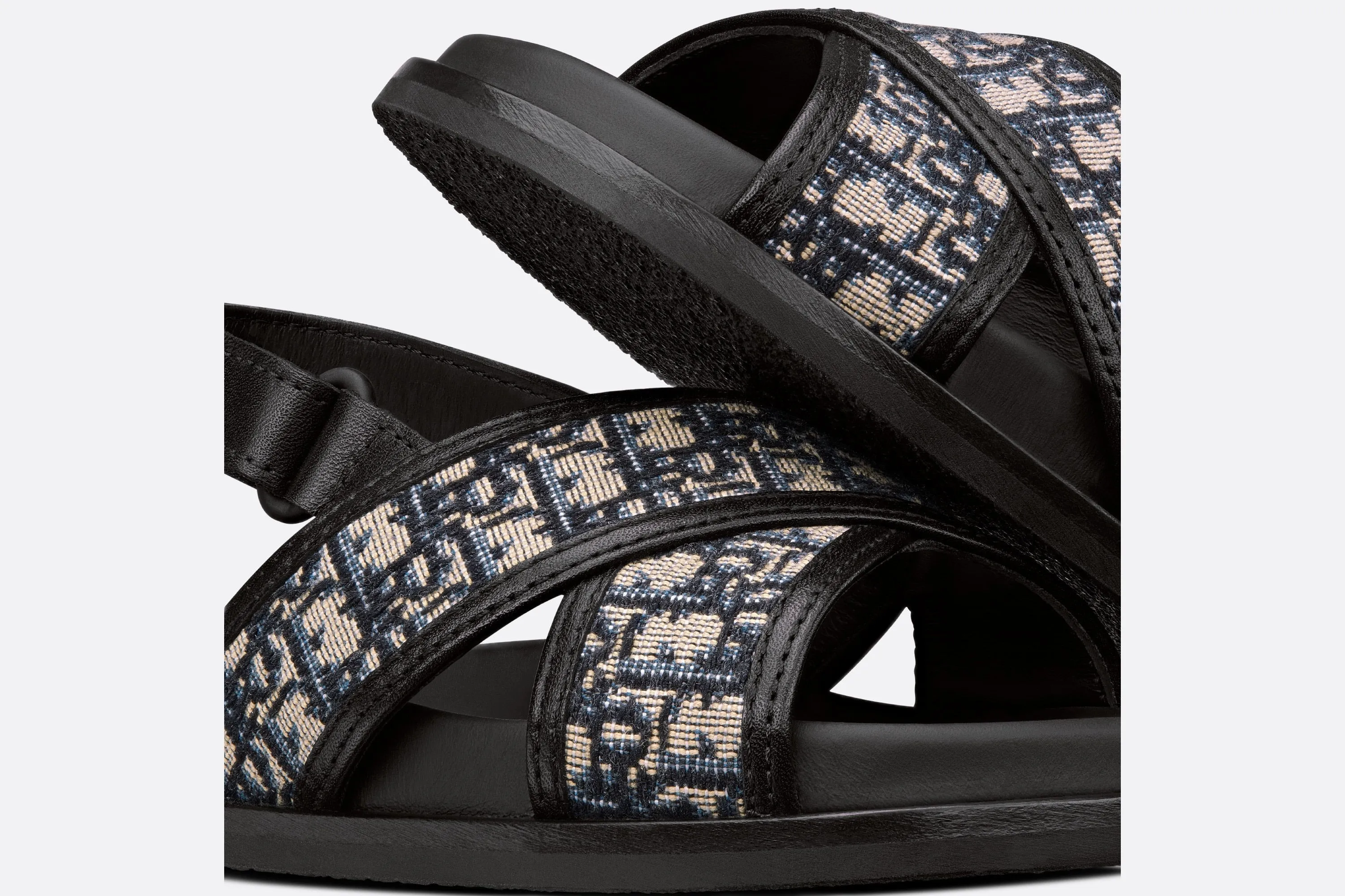 Baby Sandal • Deep Blue Calfskin and Dior Oblique Canvas