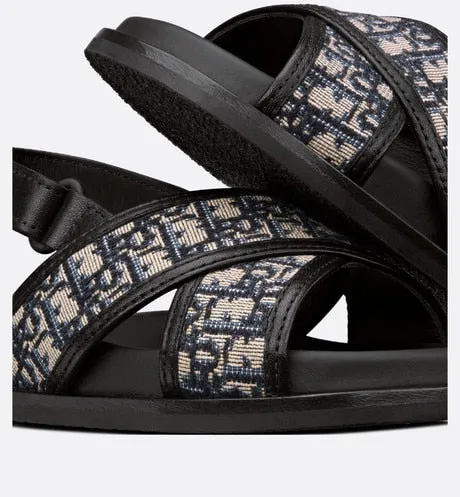 Baby Sandal • Deep Blue Calfskin and Dior Oblique Canvas