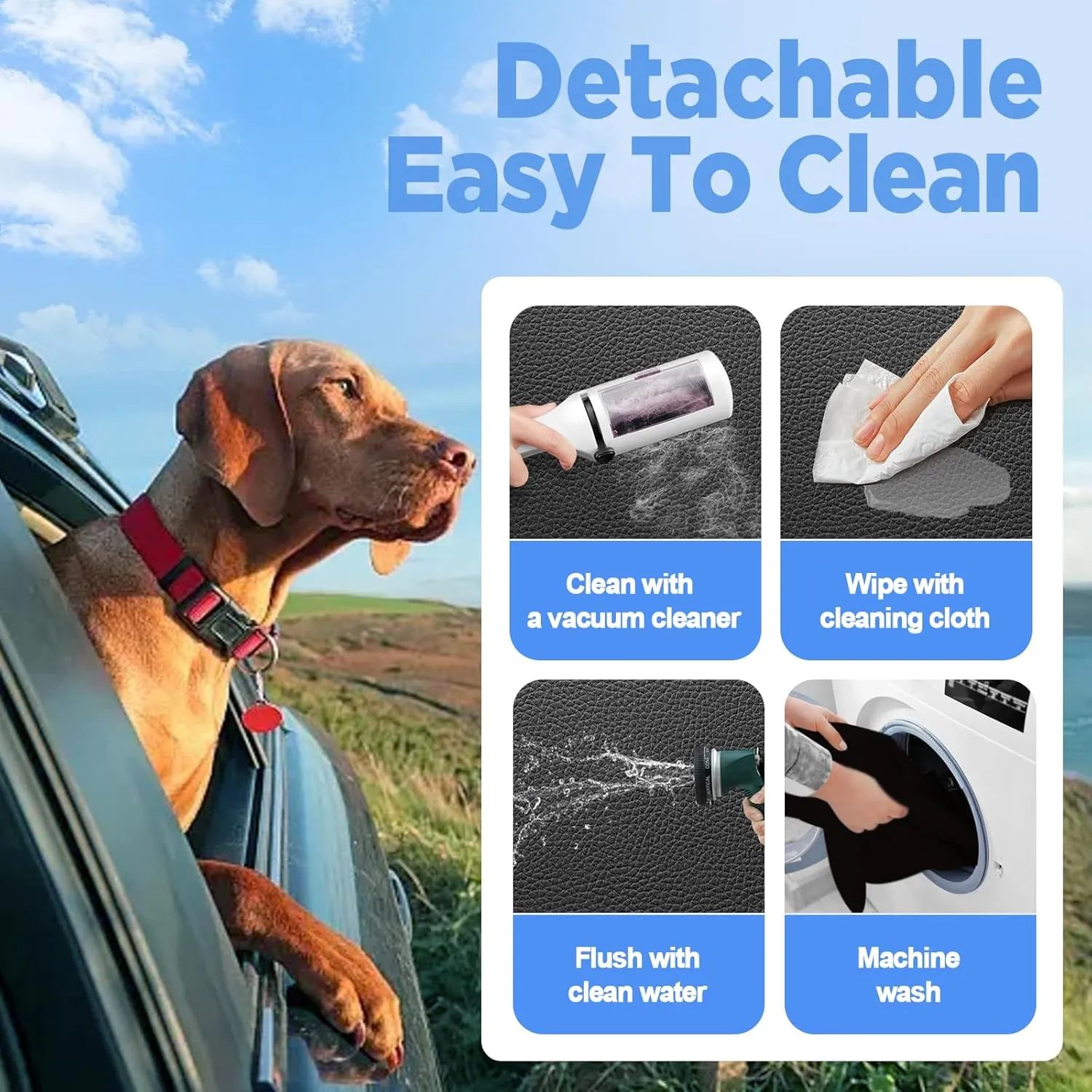Back Seat Extender for Dogs, Hard Bottom Dog Car Seat Cover for Truck Back Seat, Dog Hammock for Car, Upgraded PU Leather Material, Larger Space, Black