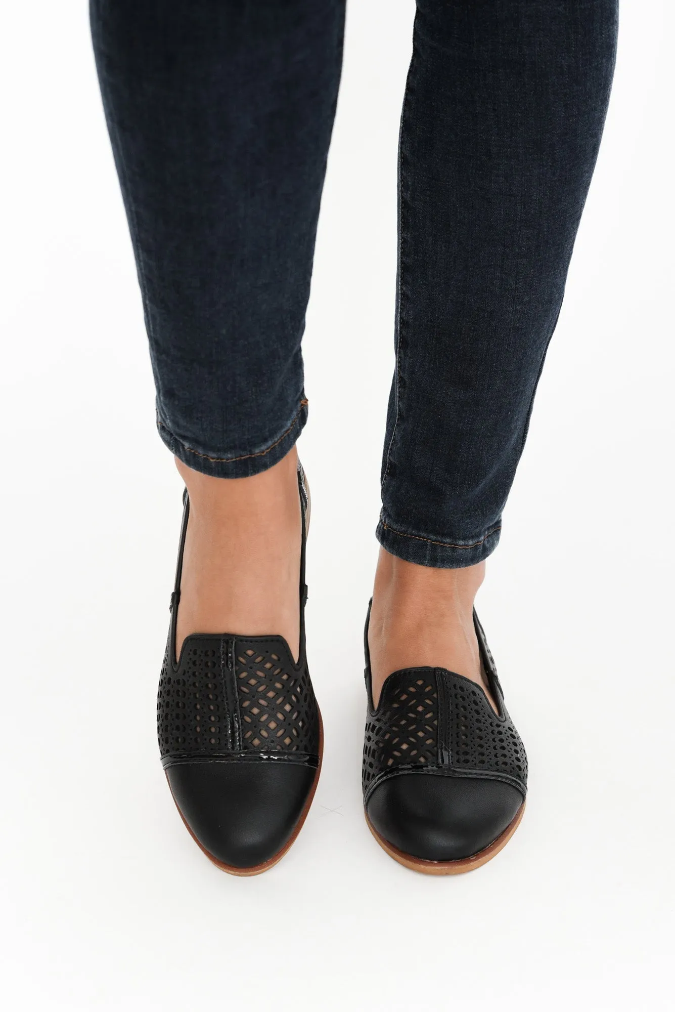 Bayliss Black Leather Cut Out Loafer