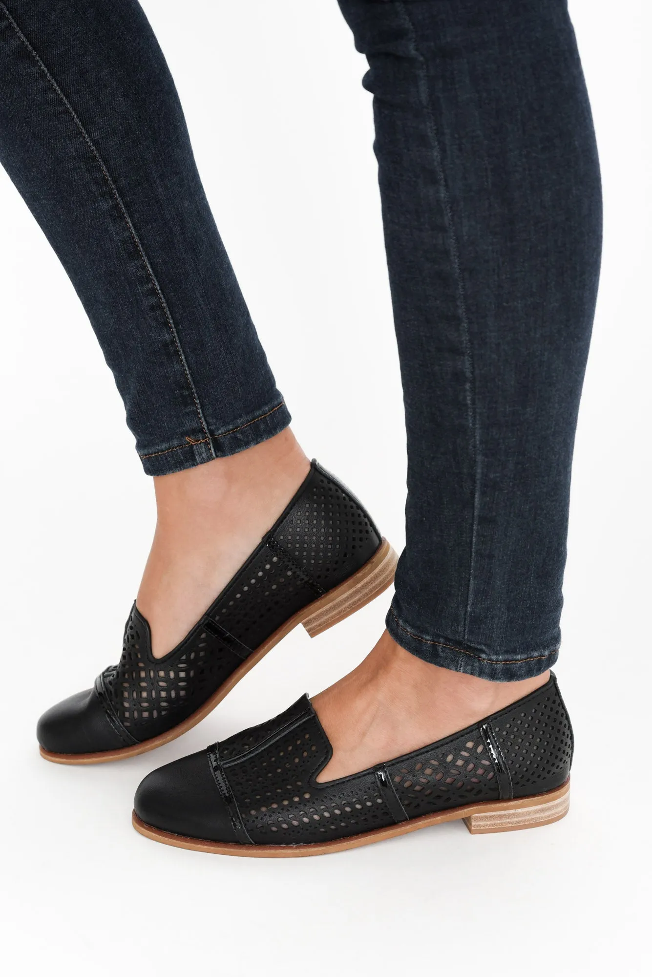 Bayliss Black Leather Cut Out Loafer