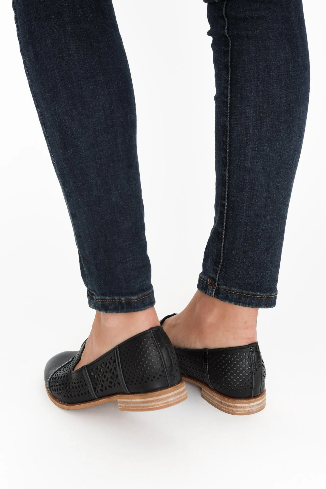 Bayliss Black Leather Cut Out Loafer