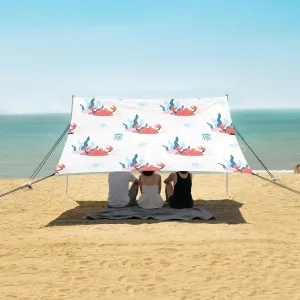 Beach Shade Tent with UPF50  UV Protection,Cartoon Crab and Corals Lightweight Camping Sun Shelter for Outdoor,Camping Trips, Fishing, Backyard,Picnics,Easy Set Up and Carry 9x10.5 FT