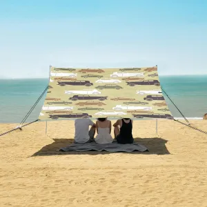 Beach Shade Tent with UPF50  UV Protection,Creative Set of Retro Cars Lightweight Camping Sun Shelter for Outdoor,Camping Trips, Fishing, Backyard,Picnics,Easy Set Up and Carry 9x10.5 FT