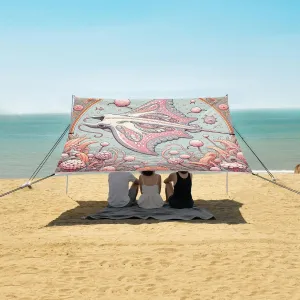 Beach Shade Tent with UPF50  UV Protection,Manta Ray Ocean Lightweight Camping Sun Shelter for Outdoor,Camping Trips, Fishing, Backyard,Picnics,Easy Set Up and Carry 9x10.5 FT