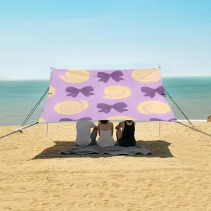 Beach Shade Tent with UPF50  UV Protection,Purple Bows Yellow Swirl Lightweight Camping Sun Shelter for Outdoor,Camping Trips, Fishing, Backyard,Picnics,Easy Set Up and Carry 9x10.5 FT