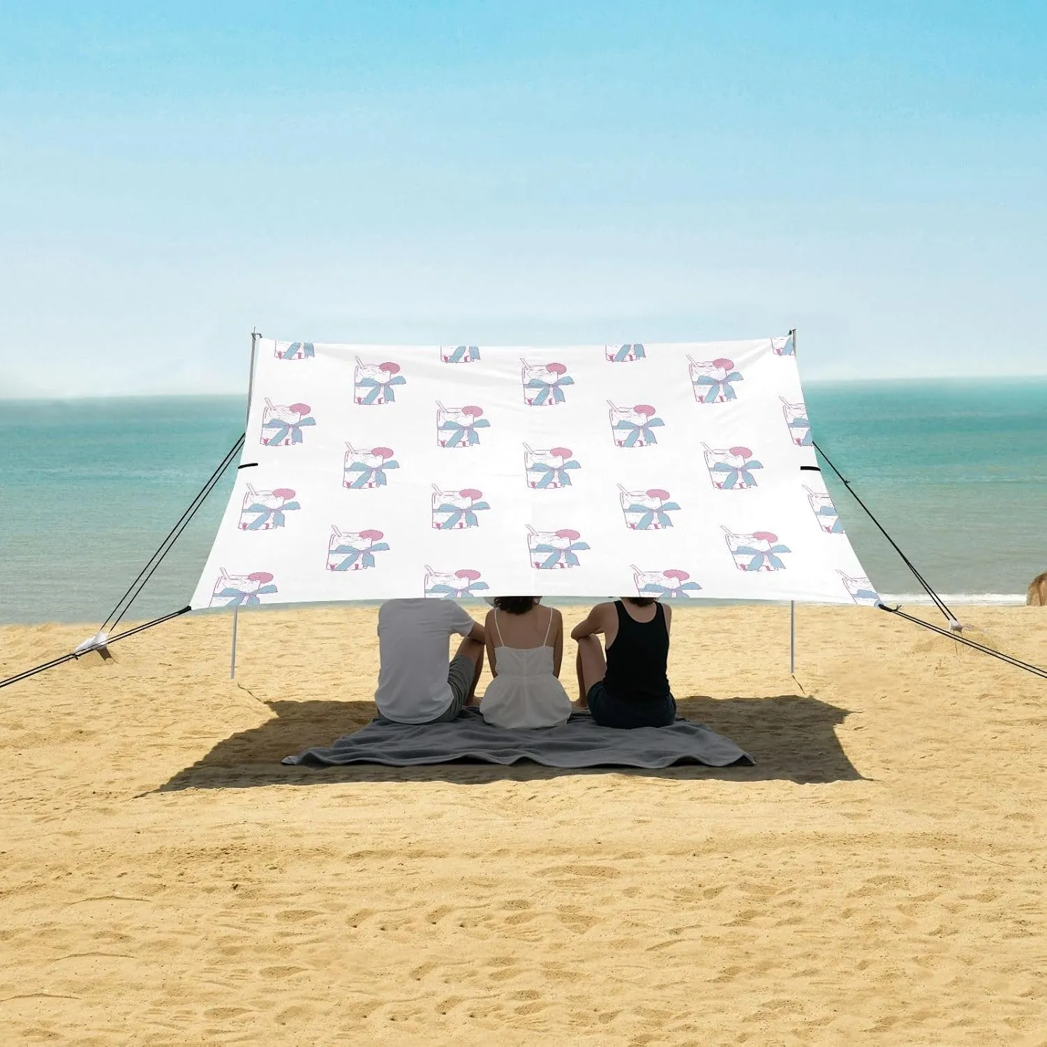 Beach Shade Tent with UPF50  UV Protection,Summer Coctails with Bows Lightweight Camping Sun Shelter for Outdoor,Camping Trips, Fishing, Backyard,Picnics,Easy Set Up and Carry 9x10.5 FT