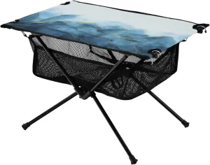 Bolaz Outdoor Folding Portable Picnic Camping Table-Blue and White Marble Gold Line,Storage Mesh for Camping Gear Accessories, Hiking, Mountaineering, Outdoor Travel