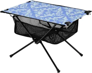 Bolaz Outdoor Folding Portable Picnic Camping Table-Light Blue Seamless Damask3,Storage Mesh for Camping Gear Accessories, Hiking, Mountaineering, Outdoor Travel