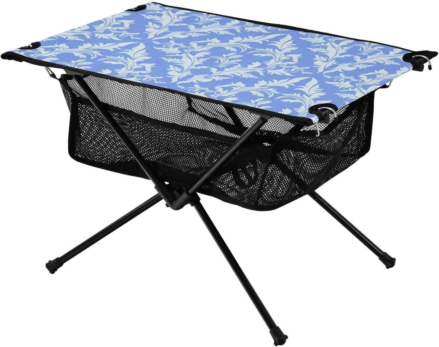Bolaz Outdoor Folding Portable Picnic Camping Table-Light Blue Seamless Damask3,Storage Mesh for Camping Gear Accessories, Hiking, Mountaineering, Outdoor Travel