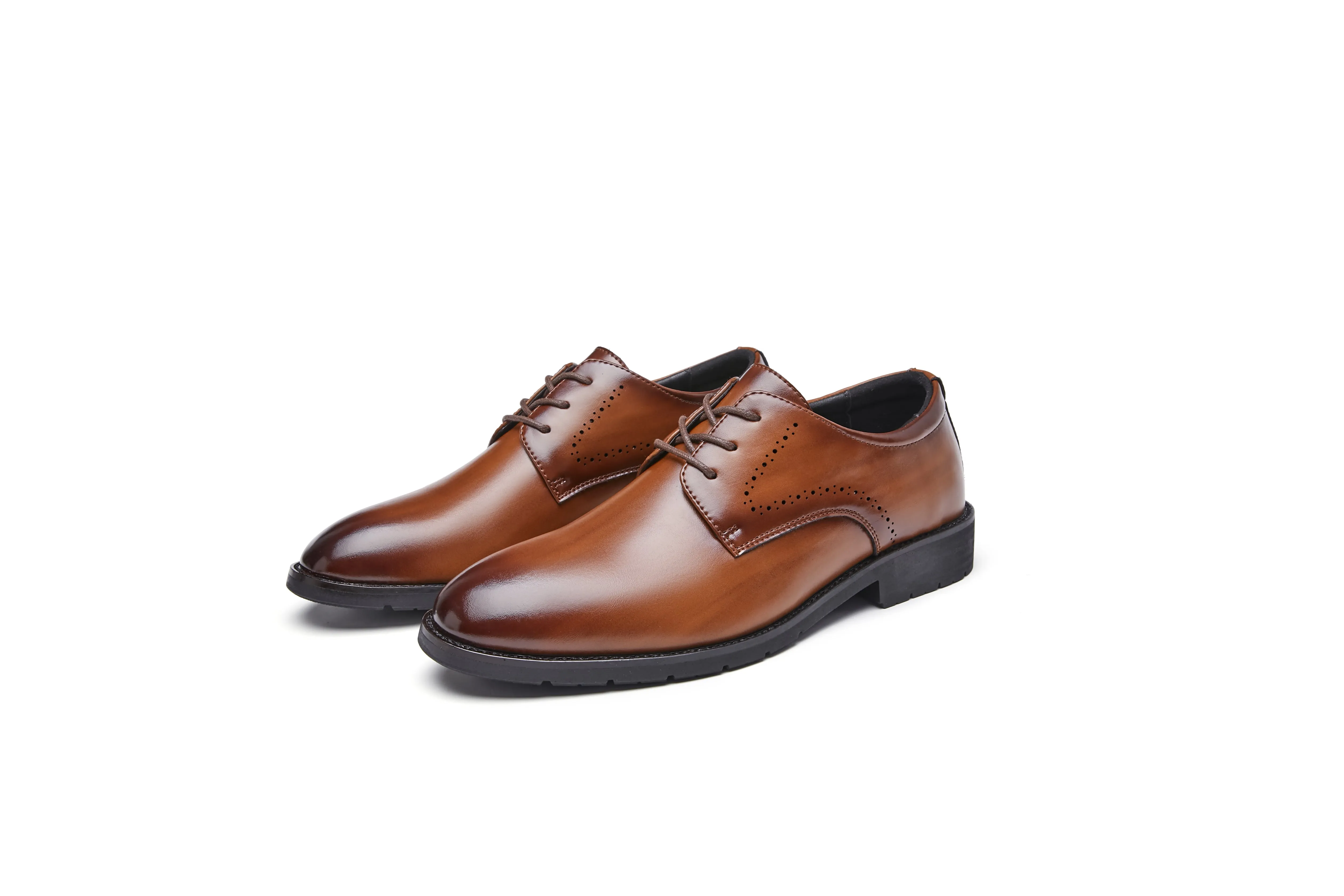 Breathable Carved Leather Derby Shoes for Business and Wedding