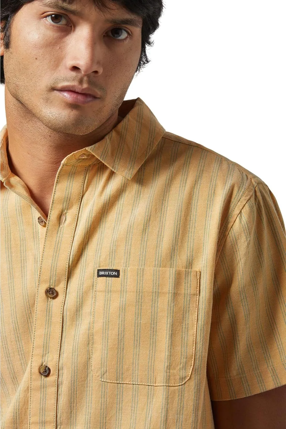 Brixton Cru Oxford Mens Stripe Button Up Shirt