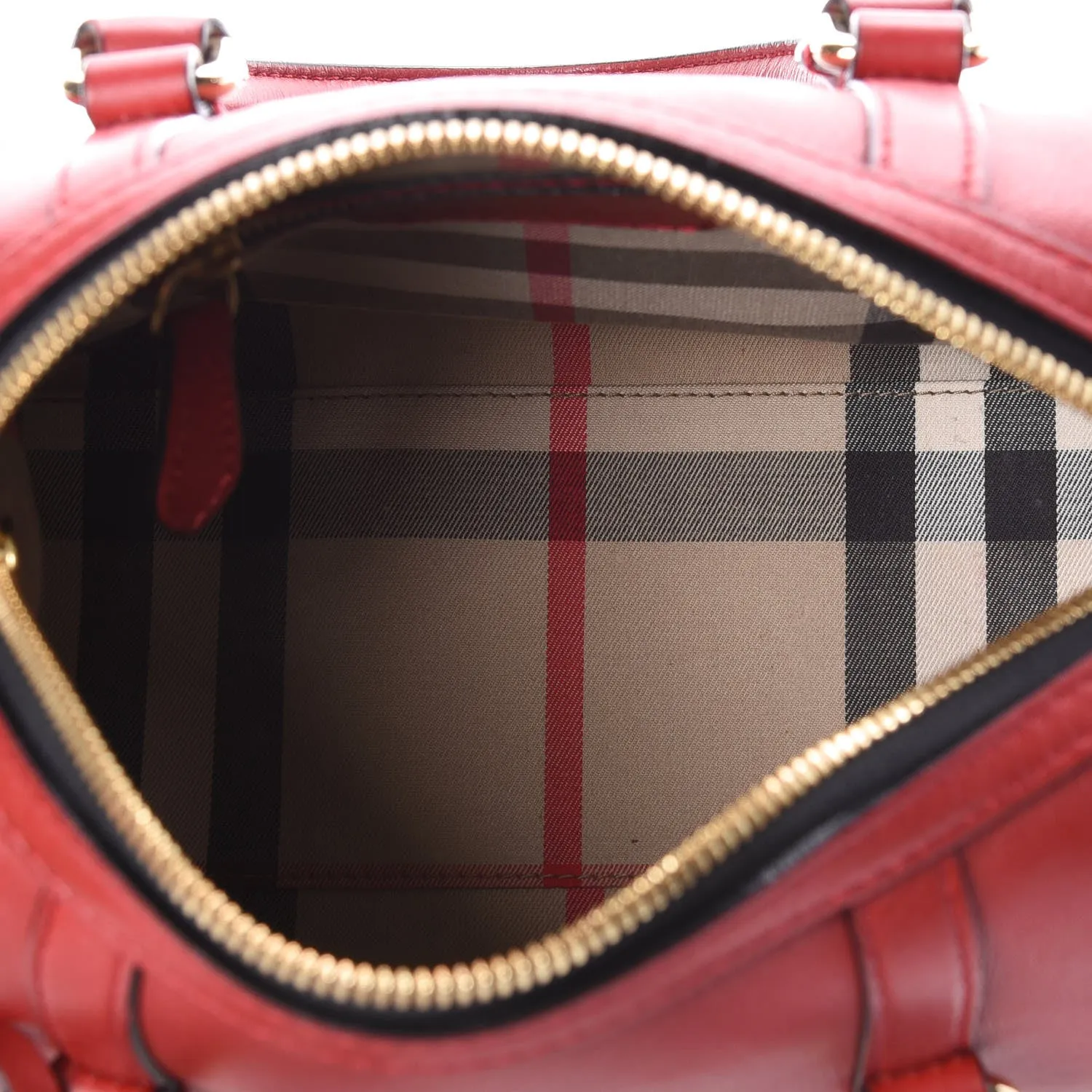 Burberry Small Alchester Boston Leather Handbag - Parade Red