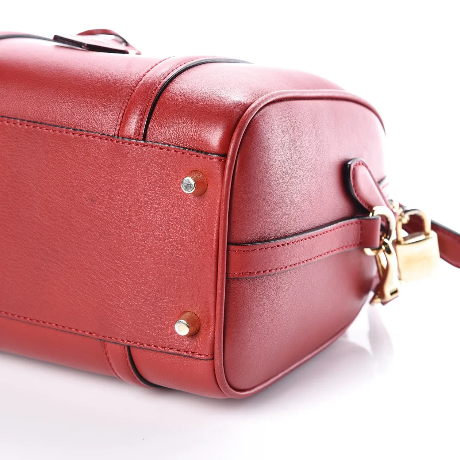 Burberry Small Alchester Boston Leather Handbag - Parade Red