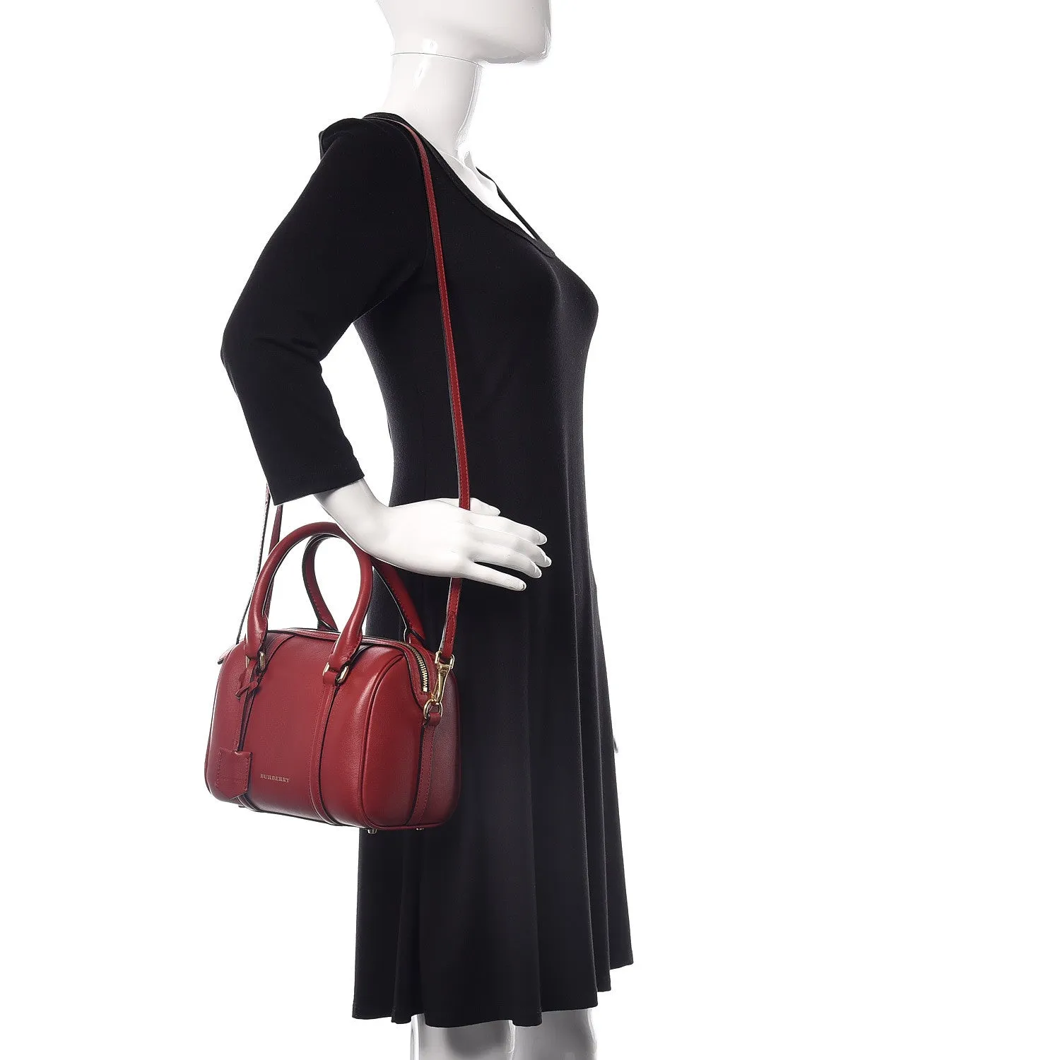 Burberry Small Alchester Boston Leather Handbag - Parade Red