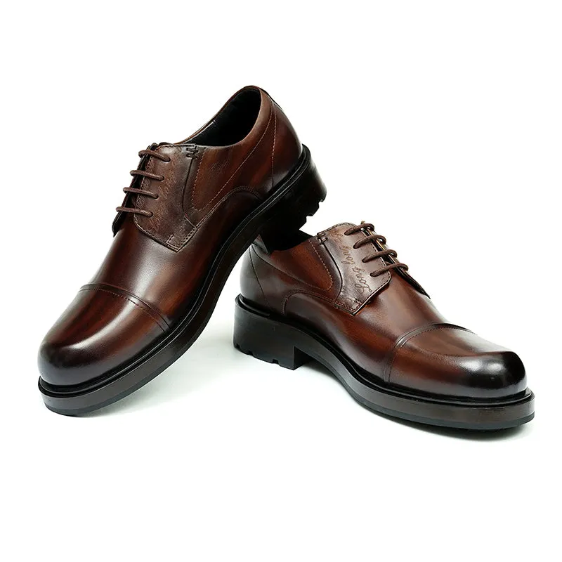 Calf Leather Derby Shoes for Men Double Stitching