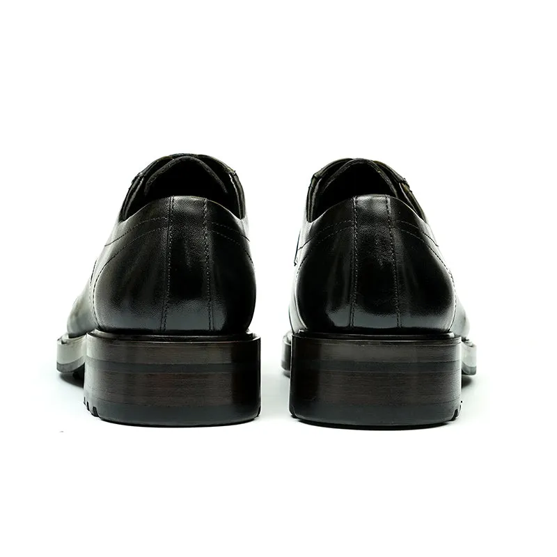 Calf Leather Derby Shoes for Men Double Stitching