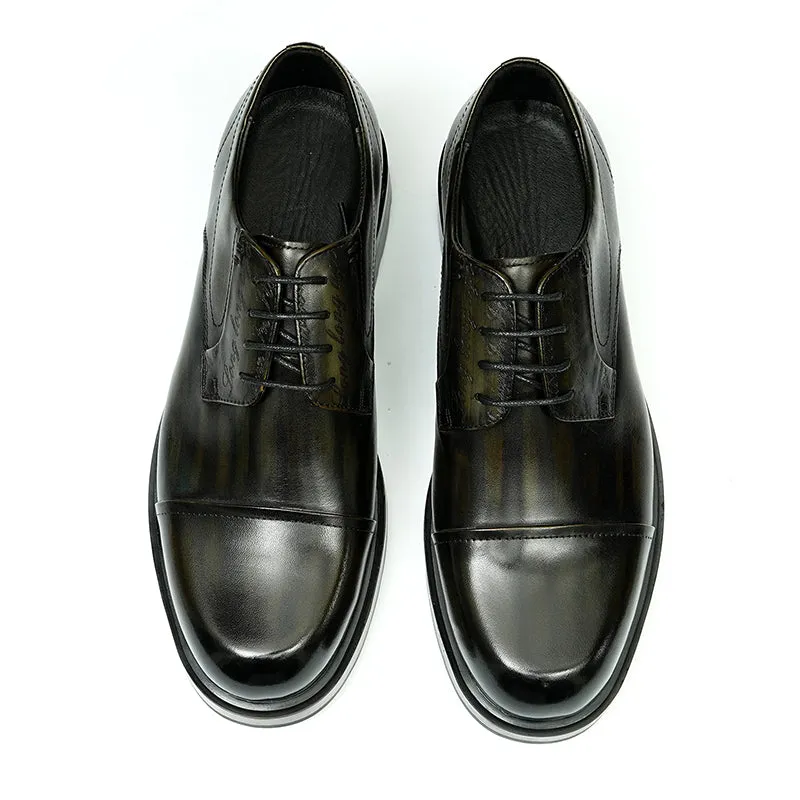 Calf Leather Derby Shoes for Men Double Stitching