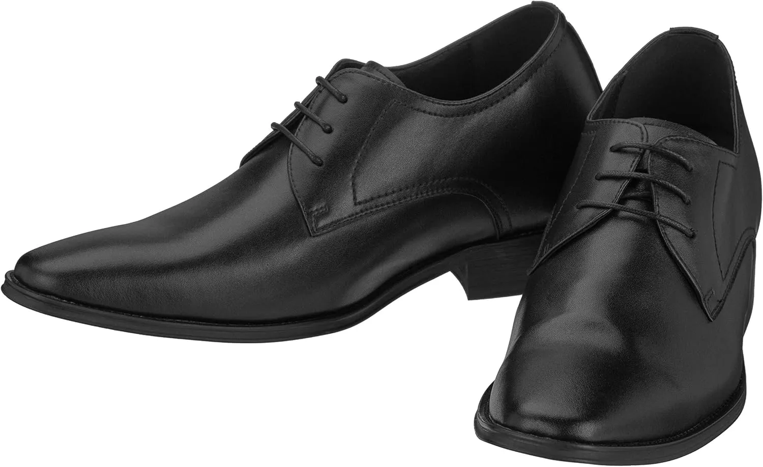 CALTO Men's Invisible Height Increasing Elevator Shoes - Black Premium Leather Lace-up Formal Derby Oxfords - 2.8 Inches Taller - Y5011 - Size 7.5 D(M) US