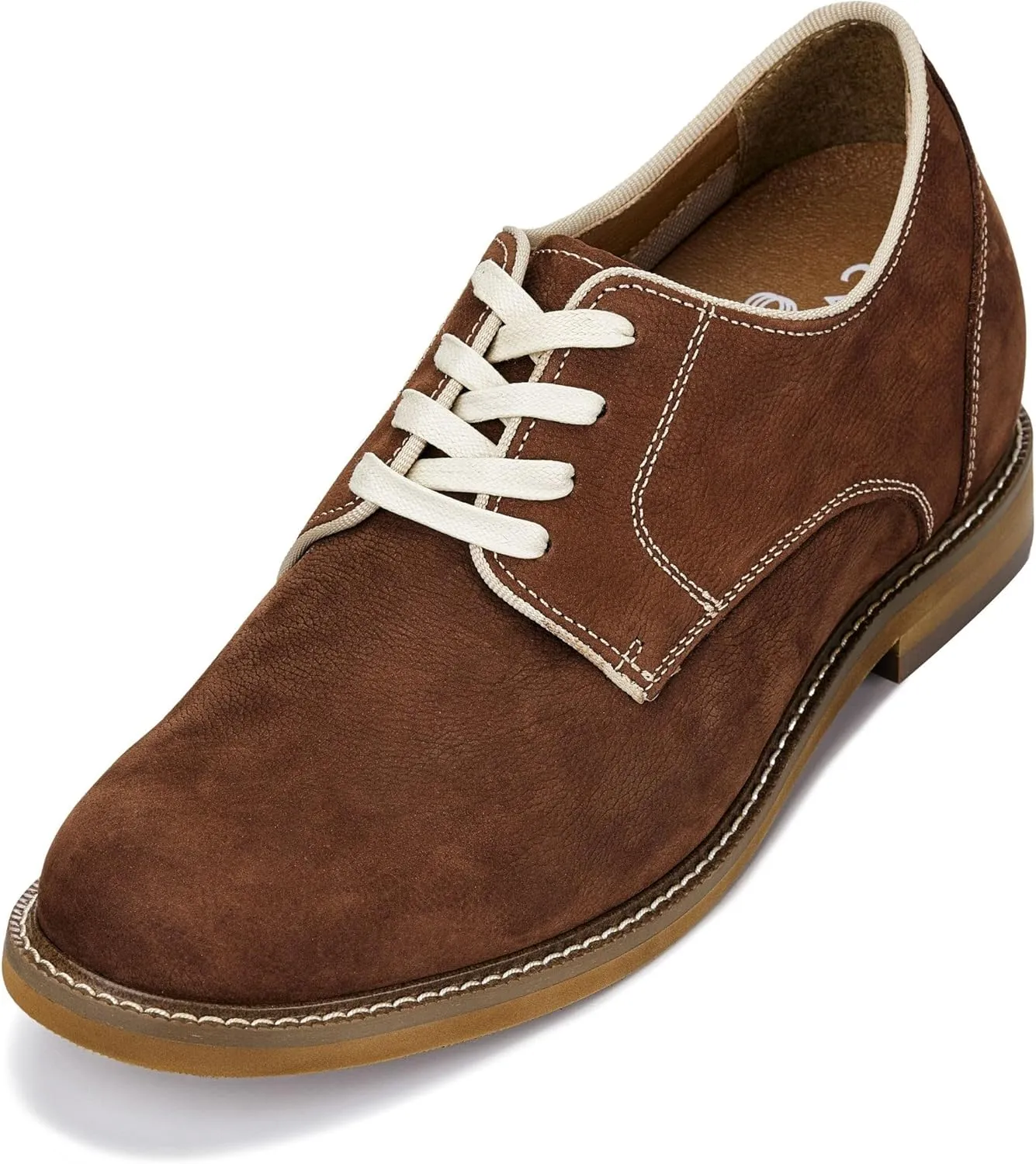 CALTO Men's Invisible Height Increasing Elevator Shoes - Terracotta Brown Lace-up Premium Leather Casual Derby - 3 Inches Taller - J1313 - Size 11 D(M) US