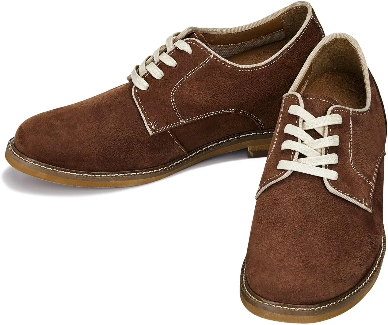 CALTO Men's Invisible Height Increasing Elevator Shoes - Terracotta Brown Lace-up Premium Leather Casual Derby - 3 Inches Taller - J1313 - Size 11 D(M) US