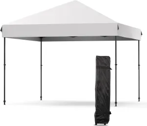 Canopy Tent, 10X10FT Pop Up Canopy - Commercial Instant Shelter, Adjustable Heights, with Wheeled Bag, Portable Gazebo for Patio, Deck, Garden, Beach，Grey