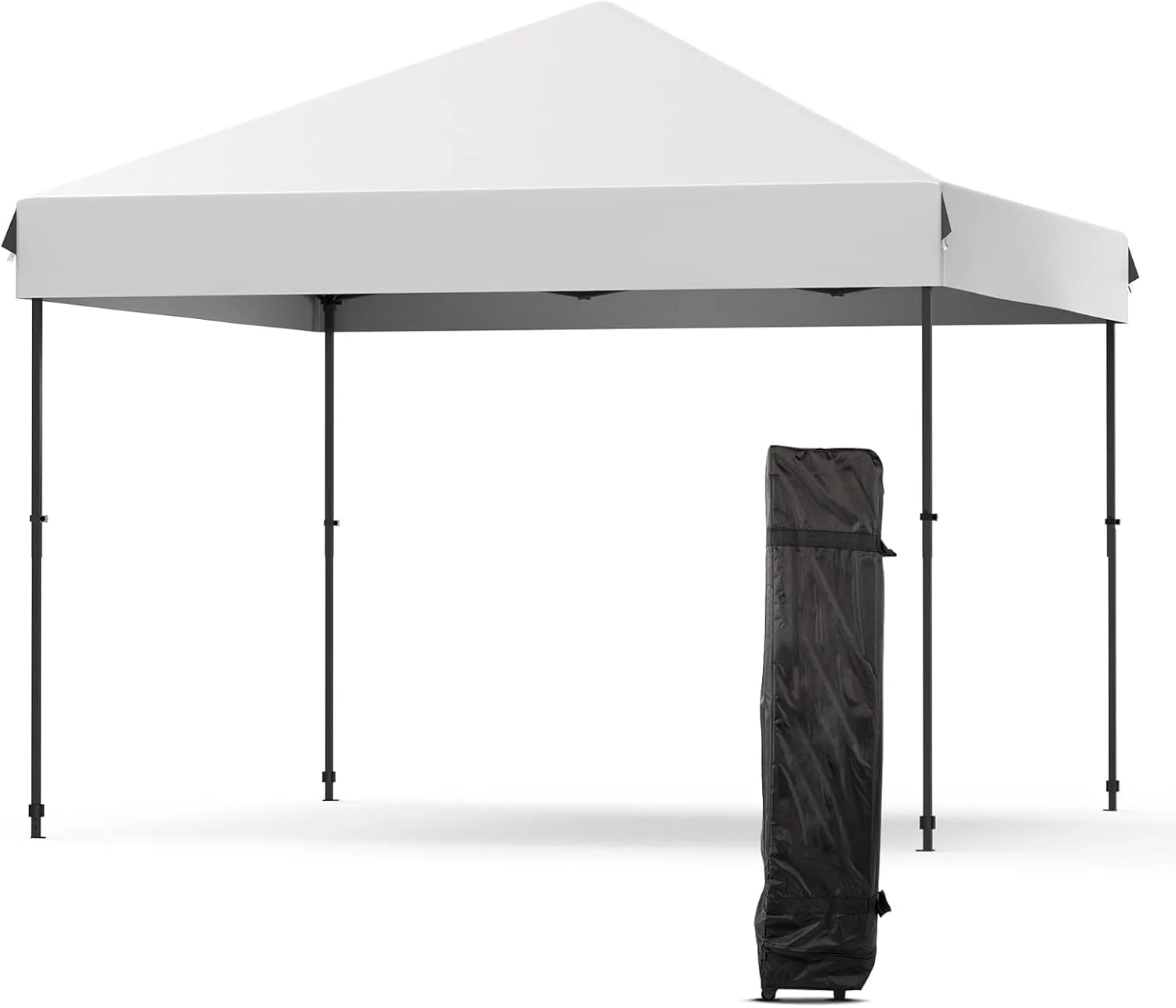 Canopy Tent, 10X10FT Pop Up Canopy - Commercial Instant Shelter, Adjustable Heights, with Wheeled Bag, Portable Gazebo for Patio, Deck, Garden, Beach，Grey