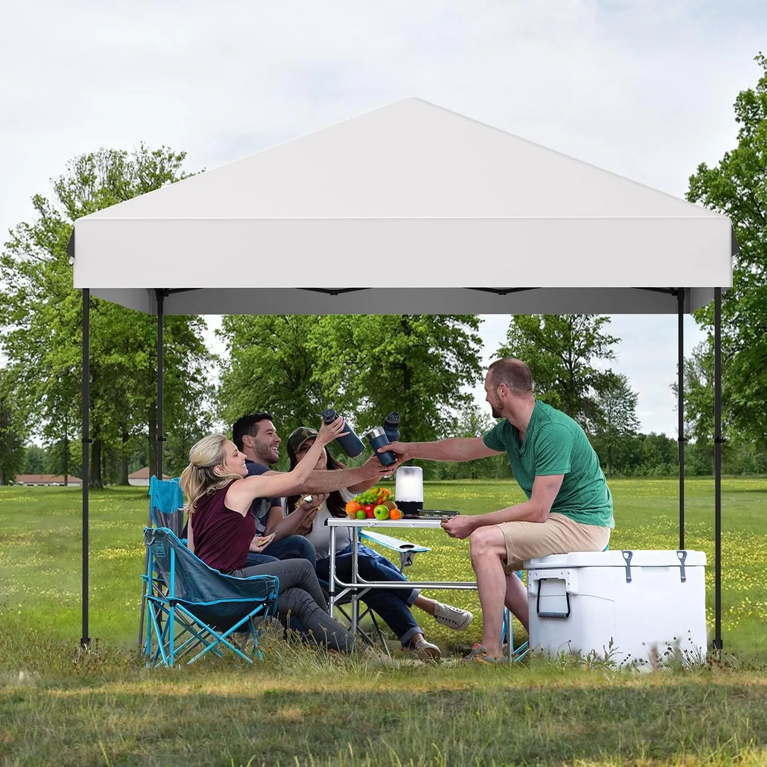 Canopy Tent, 10X10FT Pop Up Canopy - Commercial Instant Shelter, Adjustable Heights, with Wheeled Bag, Portable Gazebo for Patio, Deck, Garden, Beach，Grey