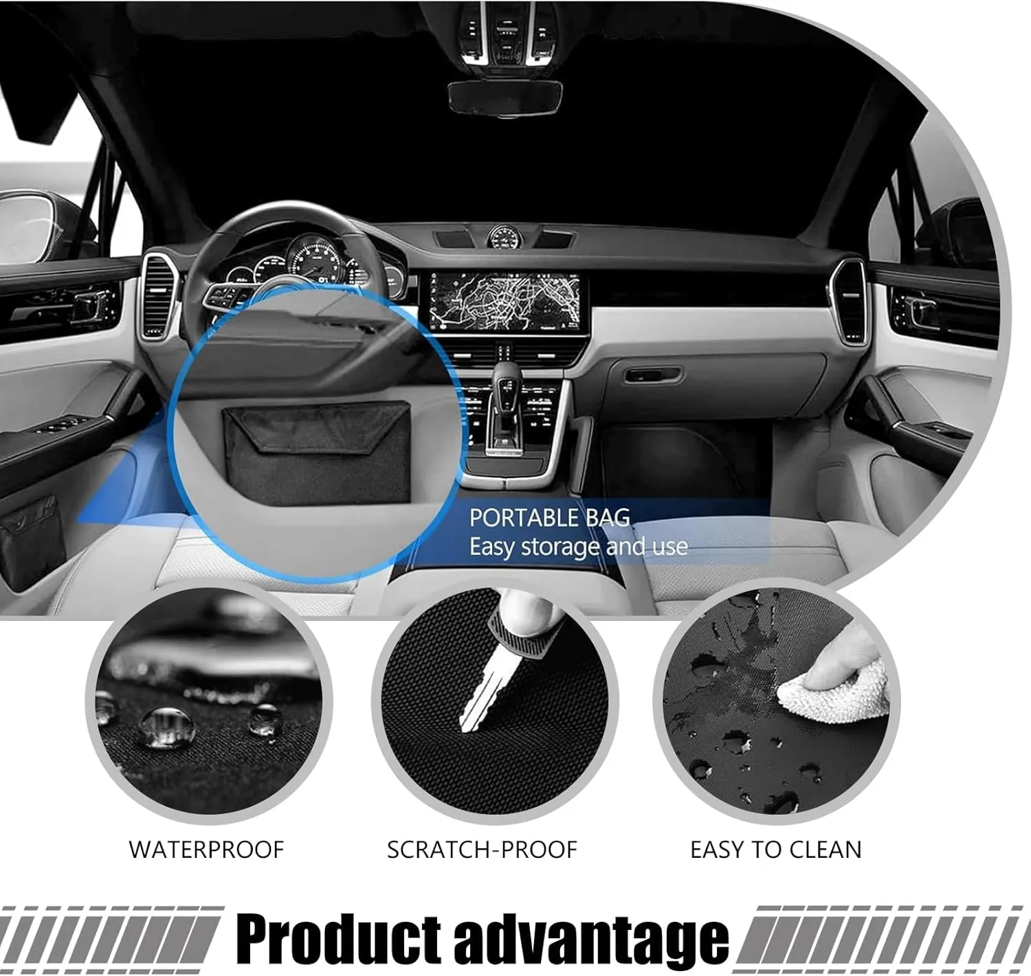 Car Windshield Snow Cover, Thick Oxford Cloth, Waterproof, Universal Fit for Most Car Models (Black, 75" x 47.25")