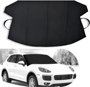 Car Windshield Snow Cover, Thick Oxford Cloth, Waterproof, Universal Fit for Most Car Models (Black, 75" x 47.25")