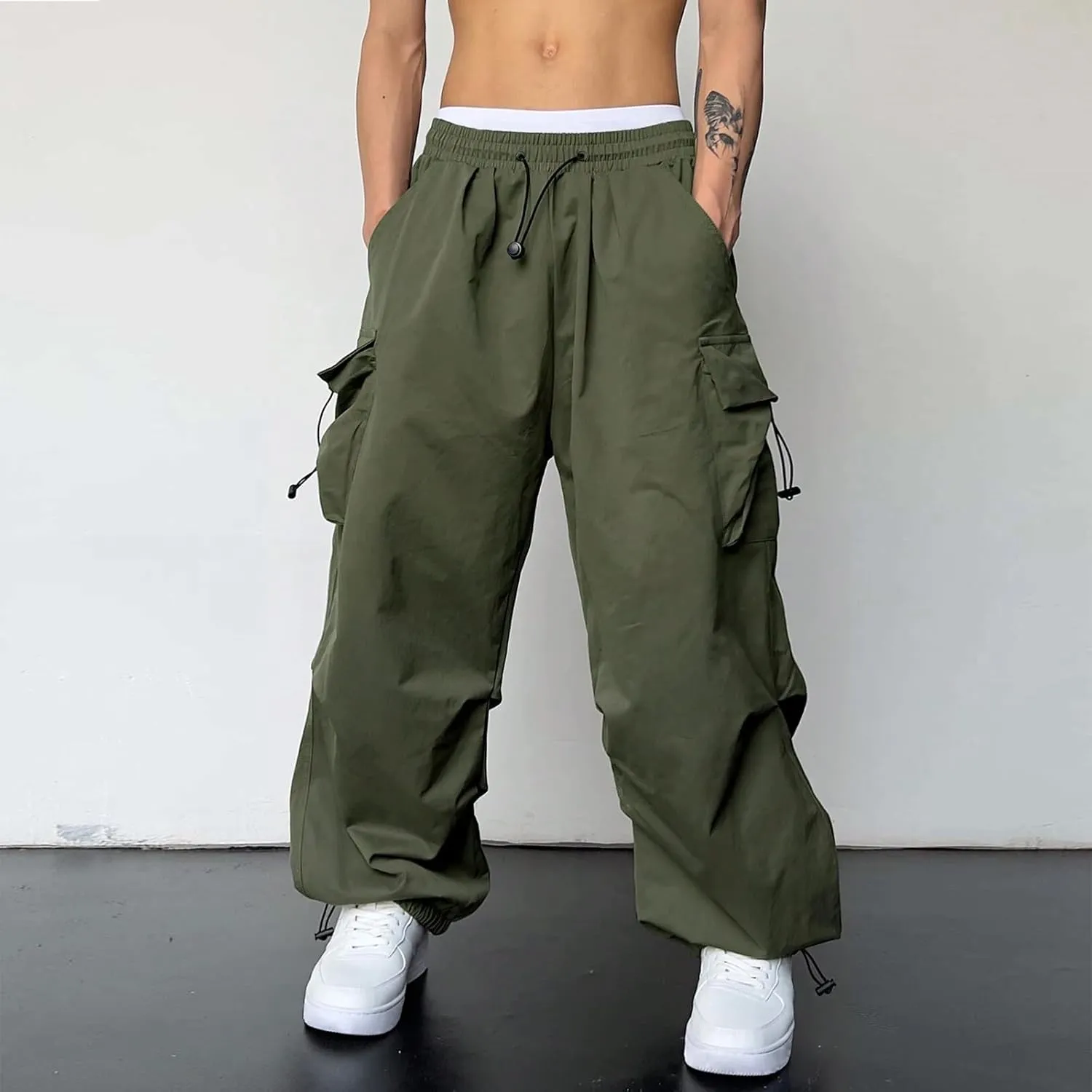 Cargo Work Pant Men Elasticated Casual Track Lounge Pants Loungewear Sweatpant Pockets Relaxed Fit Joggers