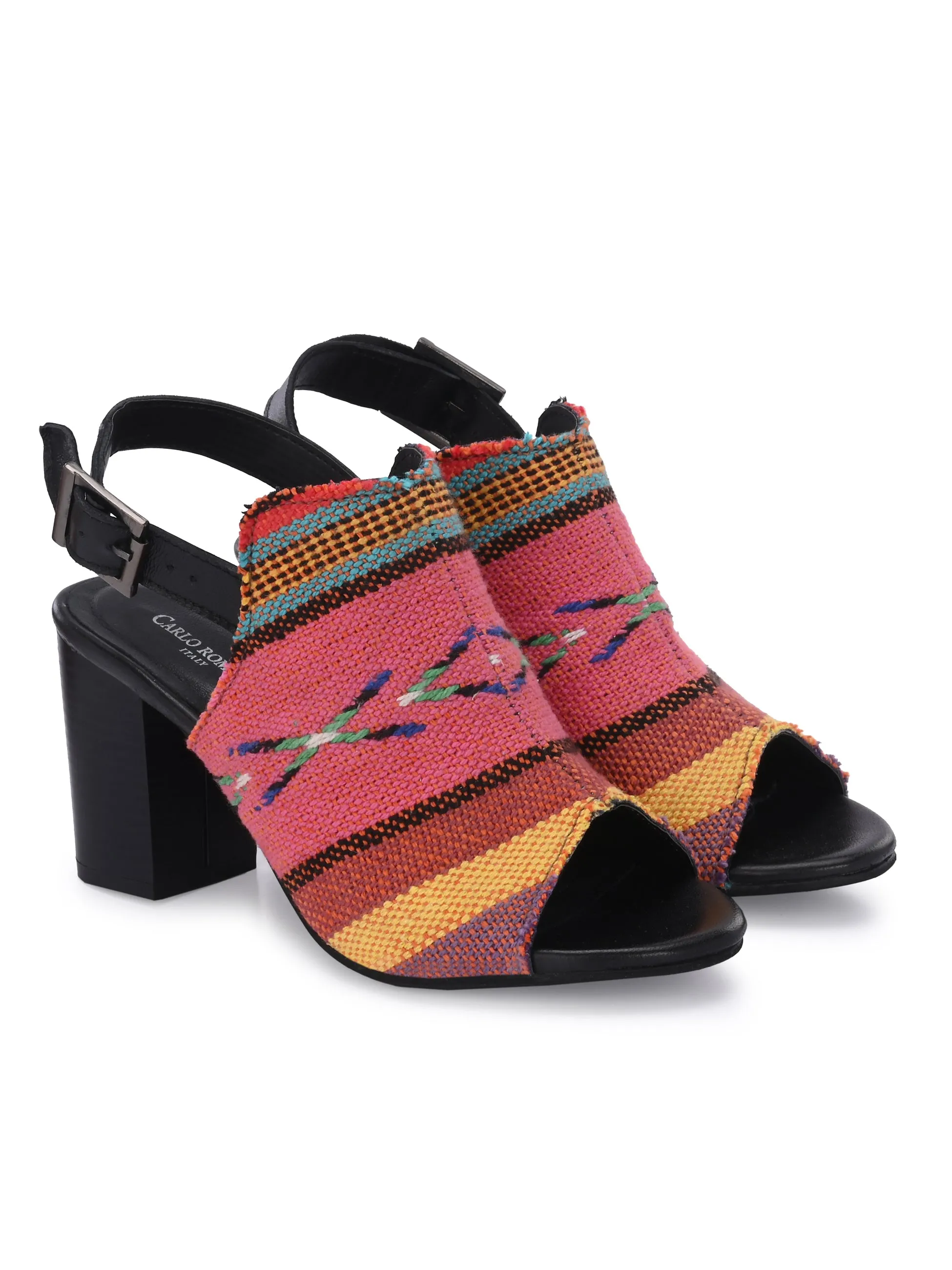 CARLO ROMANO MULTI COLOR TEXTILE SANDAL FOR WOMEN