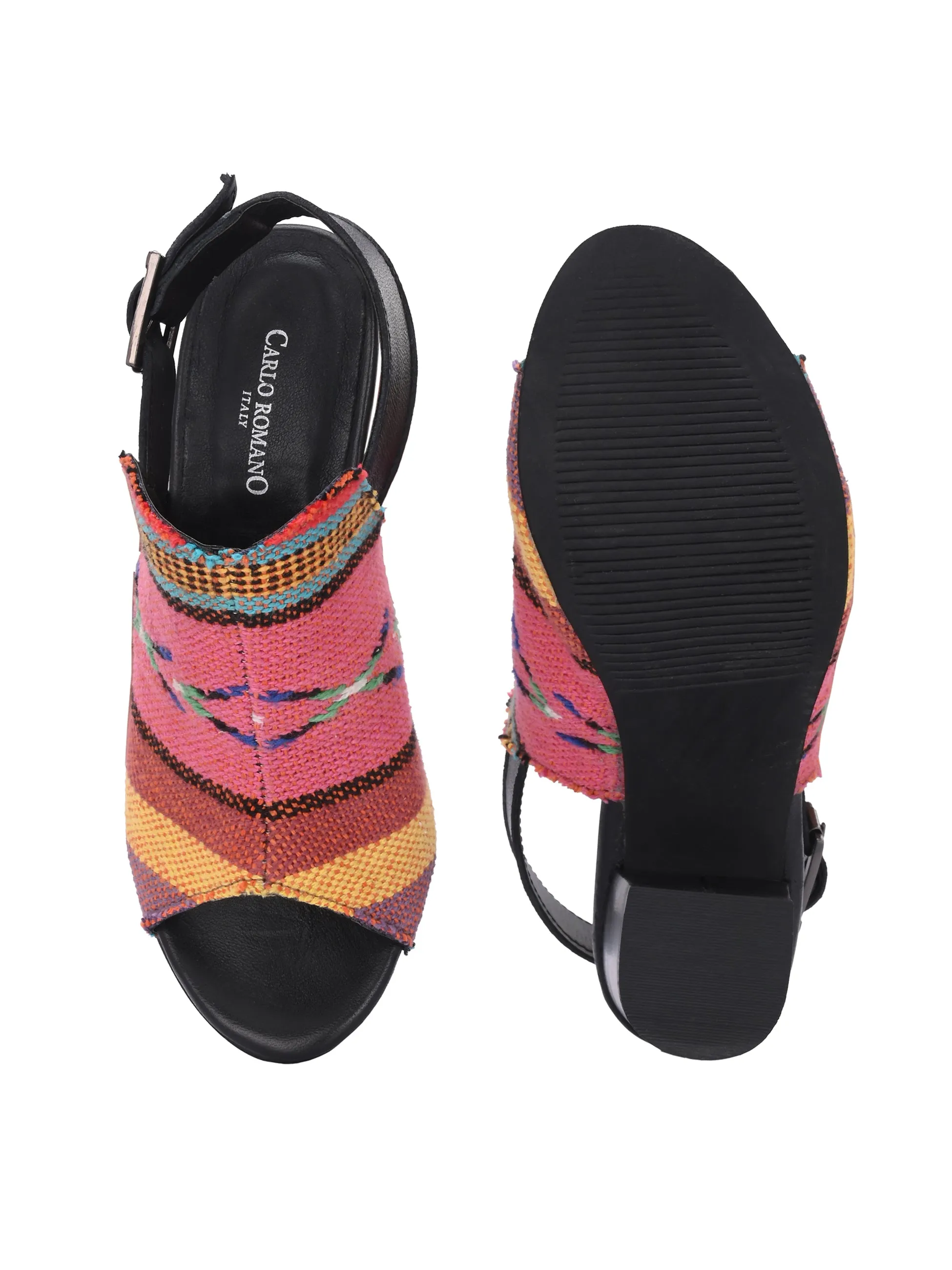 CARLO ROMANO MULTI COLOR TEXTILE SANDAL FOR WOMEN